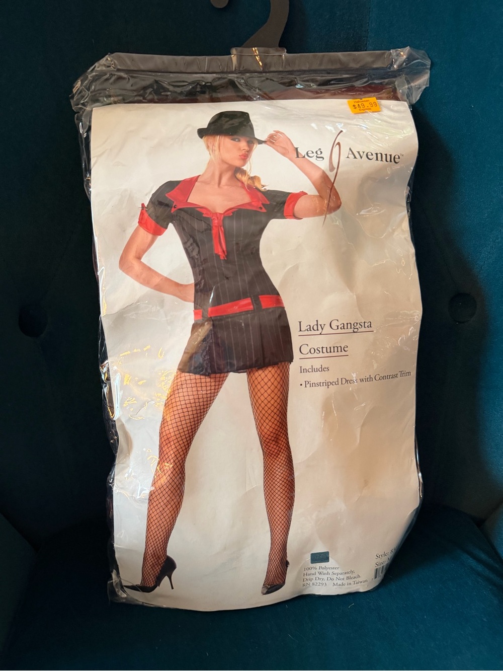 Leg Avenue Black and Red Pinstriped Mini Dress Costume